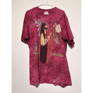 Tennessee River Gold Men XXL Pink Tie Dye Native American Graphic Single Stitch